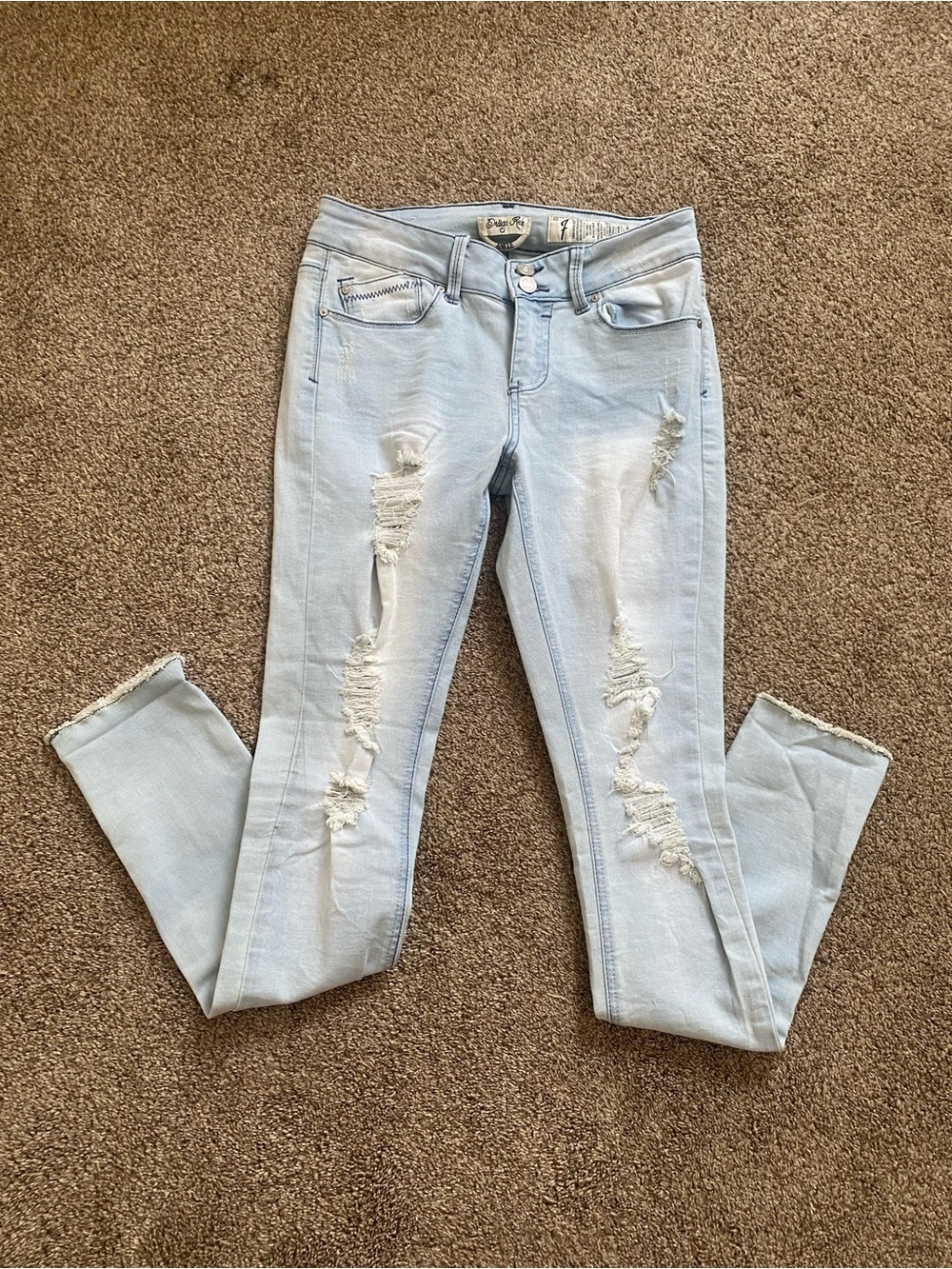 Indigo Rein Light Blue Distressed Skinny Jeans - Women